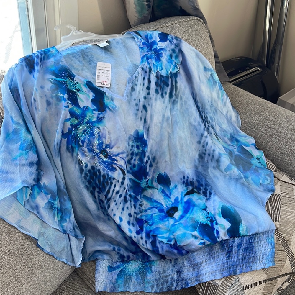 Stunning blue blouse, by Christopher and banks.